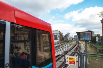 Image showing Red train of London public transportation