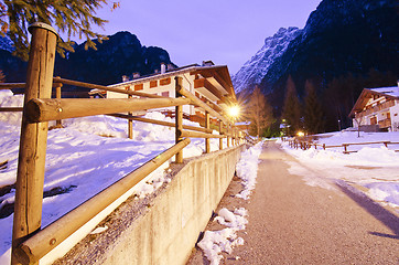 Image showing Night Landscape of Dolomites during Winter