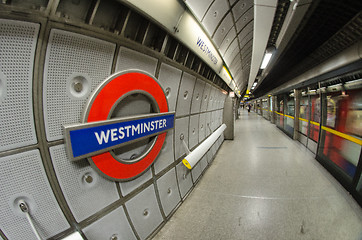 Image showing LONDON - SEP 28: Underground Westminster tube station in London 