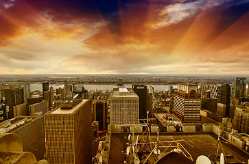 Image showing New York City - Manhattan skyline at winter sunset