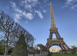 Image showing Eiffel Tower and Champ de Mars in Paris, France. Famous landmark