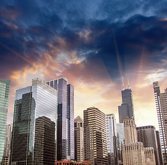 Image showing Skyscrapers and Skyline of Chicago, Illinois - USA