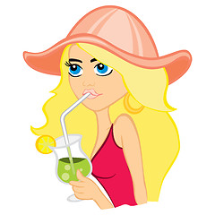 Image showing Woman with cocktail