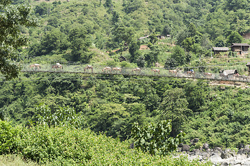 Image showing landscape with forest and bridge in nepal