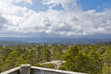 Image showing view over forest with cloudy sky