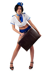 Image showing Young beautiful air hostess