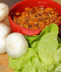 Image showing white and yellow mushrooms