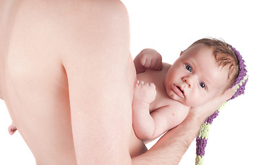 Image showing Newborn baby with dad