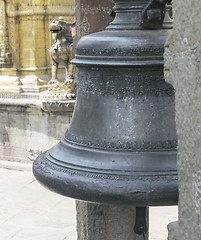 Image showing metal bell in buddhistic temple in nepal