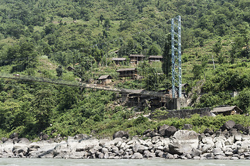 Image showing landscape with forest and bridge in nepal