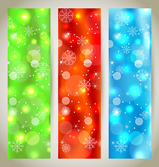 Image showing Set Christmas glossy banners with snowflakes