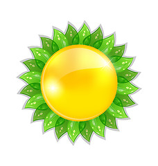 Image showing Abstract sun with leaves isolated on white background