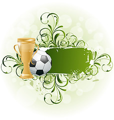 Image showing Grunge floral football card with ball and prize