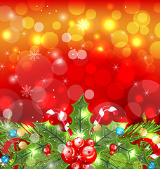 Image showing Christmas glowing background with holiday decoration