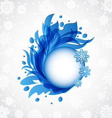 Image showing Winter floral blue transparent frame