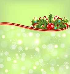 Image showing Christmas glowing background with holiday decoration