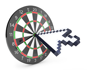 Image showing Arrow cursor hits the dartboard