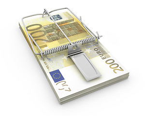 Image showing Mouse trap made of pack of euro