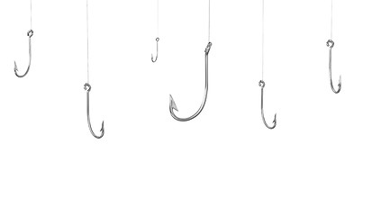Image showing A lot of fishing hooks, isolated on white background