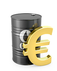 Image showing Barrel of oil and euro sign