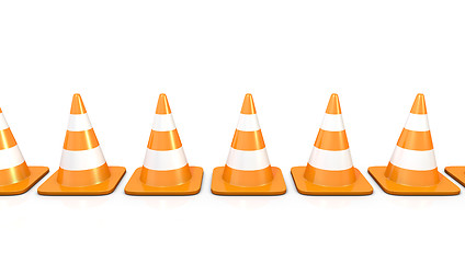 Image showing Line of traffic cones