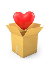 Image showing Read heart fly out of carton box