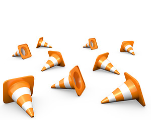 Image showing Large group of traffic cones