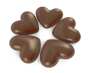 Image showing Five heart shaped chocolate candies