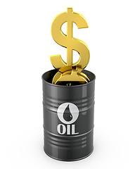 Image showing Barrel of oil full of dollar signs