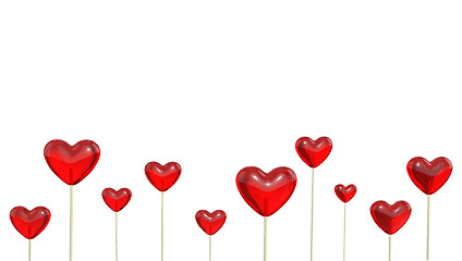 Image showing A lot of heart shaped lollipops