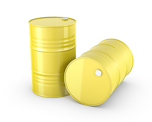 Image showing Two yellow barrels