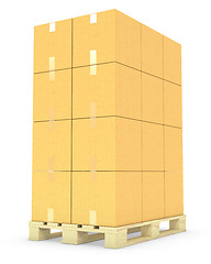 Image showing Stack of cardboard boxes on a pallet 