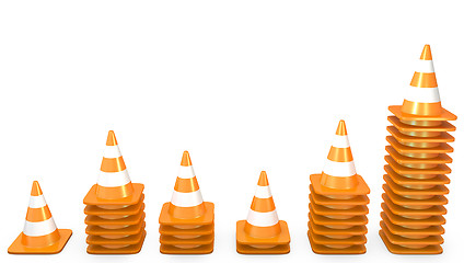 Image showing Graph of growth made of traffic cones