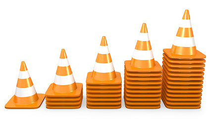 Image showing Graph of growth made of traffic cones