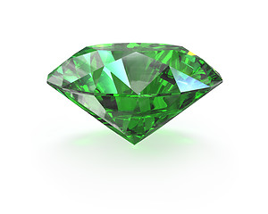 Image showing Green round cut emerald