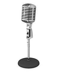 Image showing Classic microphone on black stand