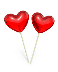 Image showing Two heart shaped lollipops