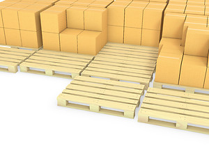 Image showing Stacks of cardboard boxes on a pallets