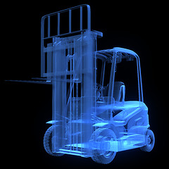 Image showing Fork lift truck, front view