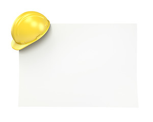 Image showing Blank paper with yellow helmet