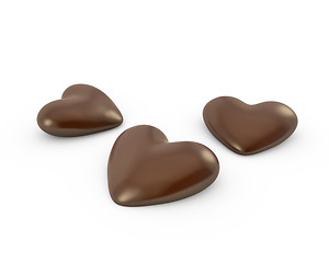 Image showing Thre heart shaped chocolate candies