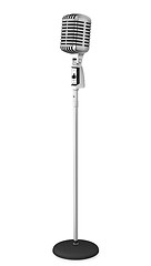 Image showing Classic microphone on a long stand