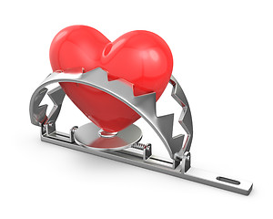 Image showing Red heart caught in a trap