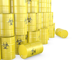 Image showing Barrels with biohazard symbol