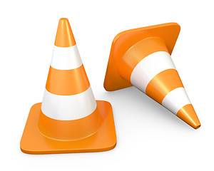 Image showing Two traffic cones