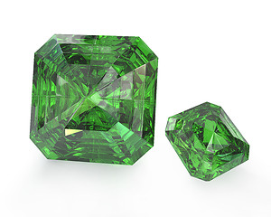 Image showing Two green emeralds