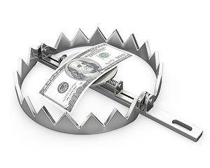 Image showing 100 dollars in a bear trap