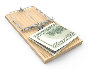 Image showing Hundred dollars in a mousetrap