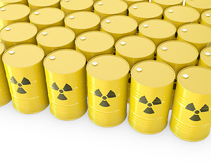 Image showing Barrels with radioactive symbol