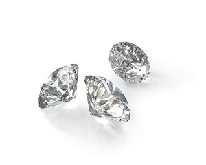 Image showing Three round, old european cut diamonds